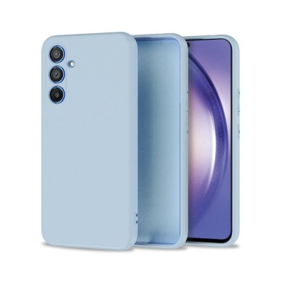 Husa Samsung Galaxy A54, SIlicon Catifelat cu interior Microfibra, Albastru