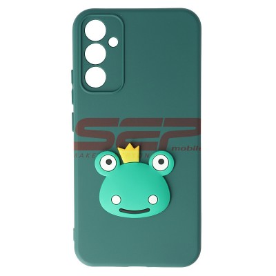 Husa Samsung Galaxy A34 5G, SIlicon Catifelat cu interior Microfibra, Frog 3D, Verde