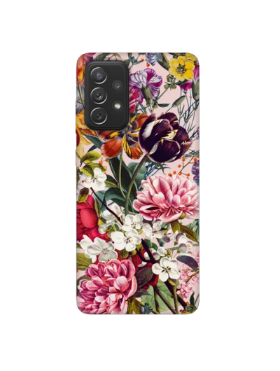 Husa Samsung Galaxy A52 / A52 5G, Silicon Premium, Flowers - Pink