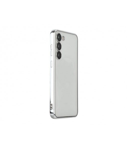 Husa Samsung Galaxy S23, Electroplate, Spate Transparent, Rama Silver