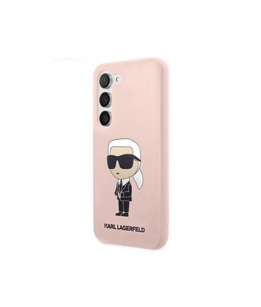 Husa Samsung Galaxy S23, Originala Karl Lagerfeld,Silicone Ikonik Karl, Roz