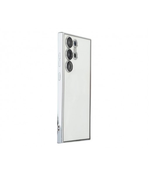 Husa Samsung Galaxy S23 Ultra, Electroplate, Spate Transparent, Rama Silver