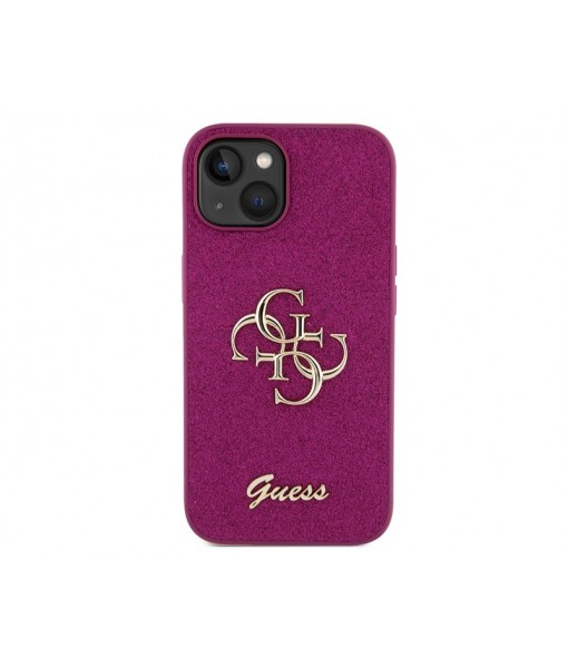 Husa IPhone 15, Guess Originala, Glitter Script Big Logo, Mov
