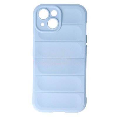 Husa iPhone 15, Silicon Cauciucat cu Protectie Camera, Albastru Light