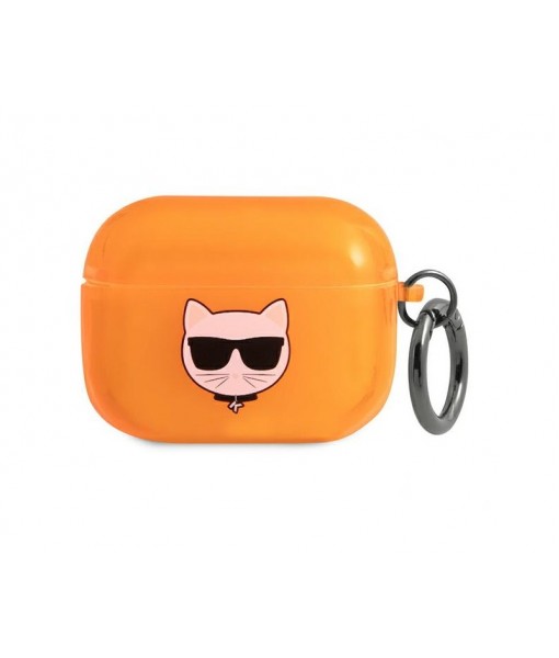 Husa Protectie Karl Lagerfeld Pentru Airpods Pro, Silicone Choupette, Orange