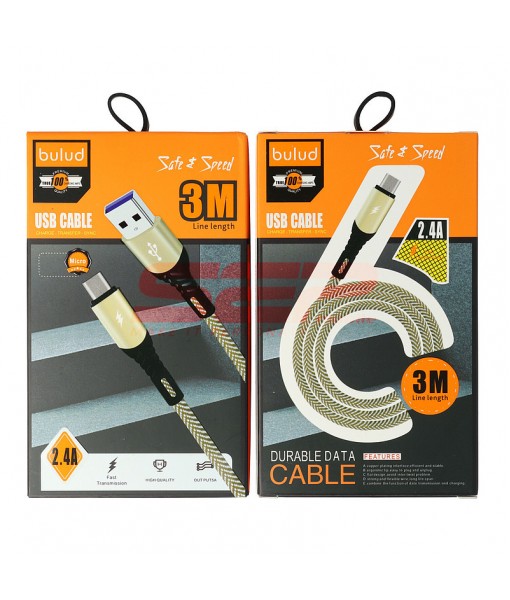 Cablu date USB, Micro-USB 2400mah, 3 metri 