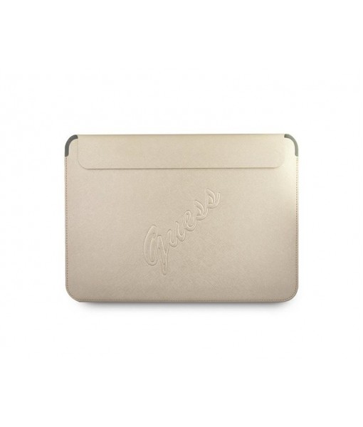 Husa Originala Guess Sleeve Saffiano Scrip Compatibila Cu Laptop / Macbook Pro / Air 13inch, Gold
