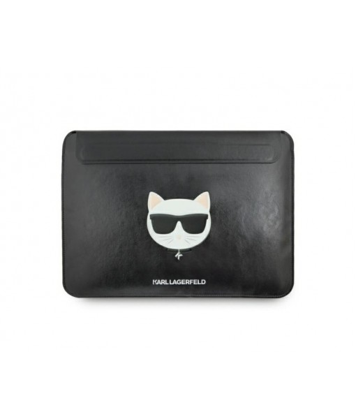 Husa Originala Karl Lagerfeld Cat Compatibila Cu Laptop Macbook Pro Air 13 Inch Negru Piele Ecologica Inchidere Magnetica