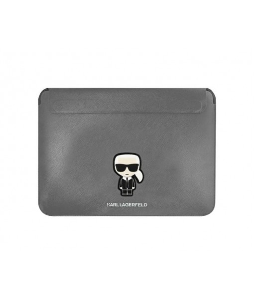 Husa Premium Karl Lagerfeld Sleeve Saffiano Ikonik Karl, Compatibila Cu Laptop / Macbook 13 inch, Silver