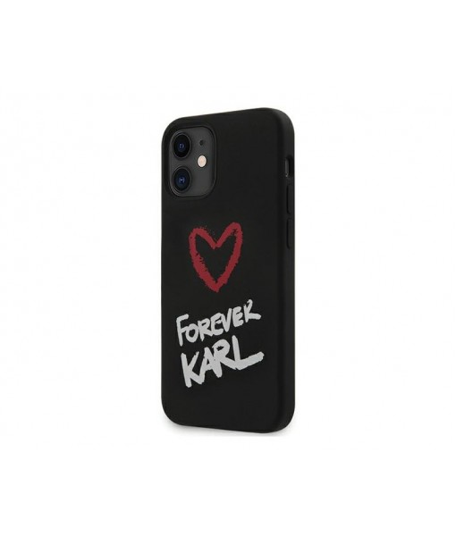 Husa Premium Karl Lagerfeld iPhone 12 Mini ,colectia Silicone Forever Karl ,Negru