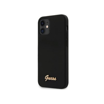 Husa Premium Originala Guess iPhone 12 Mini ,colectia Silicon Script Logo ,Negru