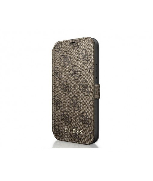 Husa Premium Originala Guess Tip Carte IPhone 12 mini ,Colectia Charm , Maro