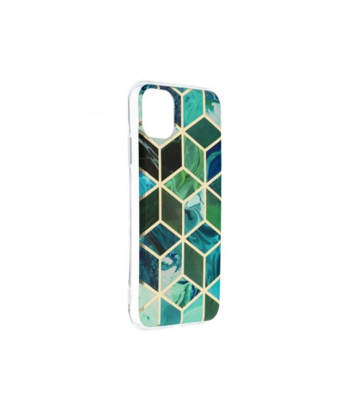 Husa Silicone Cosmo Marble Silicone iPhone 12 mini, Verde - Albastru