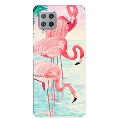 Husa Samsung Galaxy A42 5G, Silicon Premium, Flamingo Family