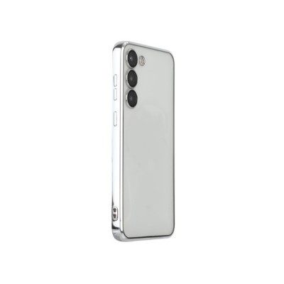 Husa Samsung Galaxy S23, Electroplate, Spate Transparent, Rama Silver