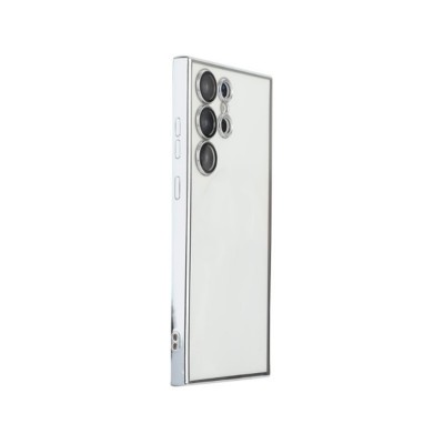 Husa Samsung Galaxy S23 Ultra, Electroplate, Spate Transparent, Rama Silver