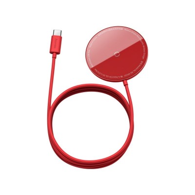 Incarcator Premium Baseus Mini Magnetic Compatibil Cu iPhone, Magsafe Rosu