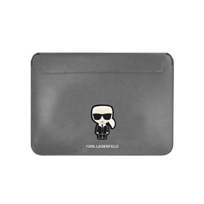 Husa Premium Karl Lagerfeld Sleeve Saffiano Ikonik Karl, Compatibila Cu Laptop / Macbook 16 inch, Silver