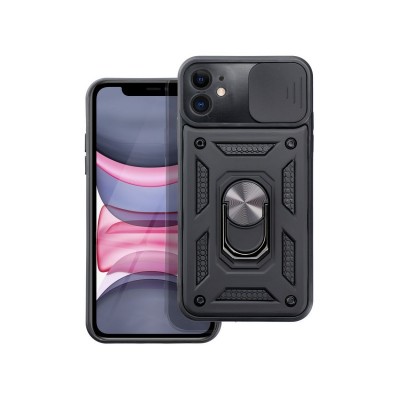 Husa iPhone 11, Slide Armor Ring, Protectie La Camera, Antishock, Negru