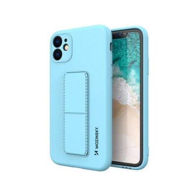 Husa iPhone 12 Pro Cu Stand Metalic Pe Spate, Protectie La Camera - Blue