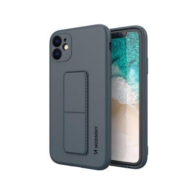 Husa iPhone 12 Pro Cu Stand Metalic Pe Spate, Protectie La Camera - Albastru Marine
