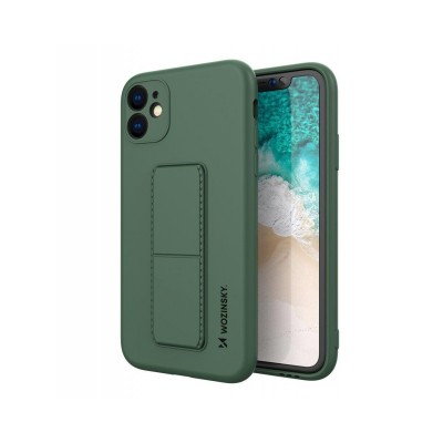 Husa iPhone 12 Pro Max Cu Stand Metalic Pe Spate, Protectie La Camera - Verde