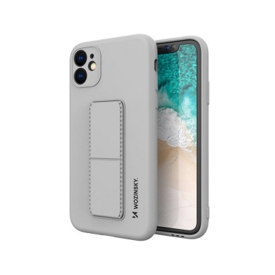 Husa iPhone 12 Pro Max Cu Stand Metalic Pe Spate, Protectie La Camera - Gri